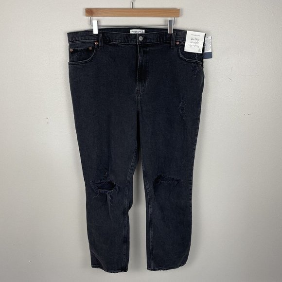Abercrombie & Fitch Denim - Abercrombie & Fitch Curve Love 90s Straight Ultra High Rise Jeans 35 20R Black